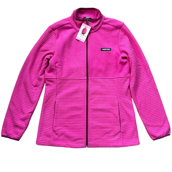 NWT Lands' End Ladies Grid Fleece Zip Up Jacket Size Small - Picture 1 of 12